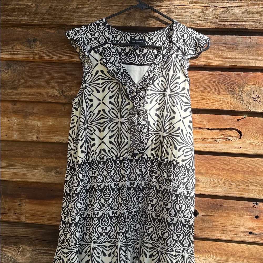 Tribal femme fully lined Black and White Maxi Dress